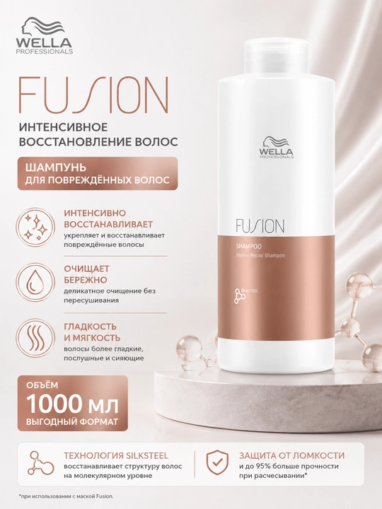 FUSION Интенсивный восстанавливающий шампунь для волос 1000 мл - 