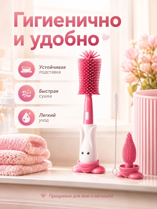 Butilkalar, ko‘krak uchlari, pufakchalar va bolalar idish-tovoqlari uchun 3 ta 1 da silikon yorshiklar