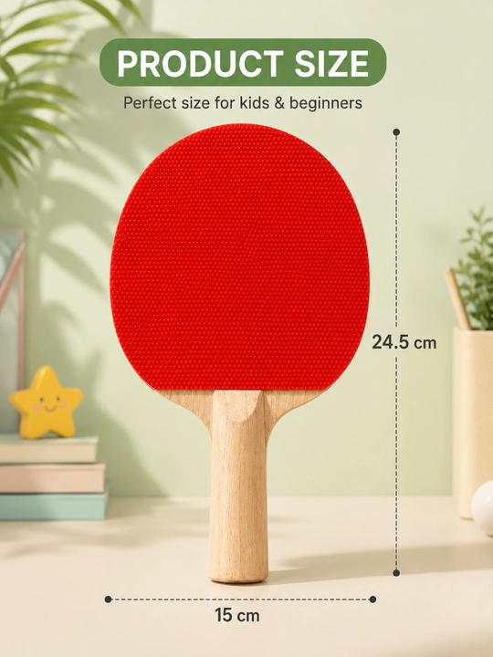 Stol tennisi uchun 2 ta yog‘och raketka va 2 ta to‘p to‘plami - 