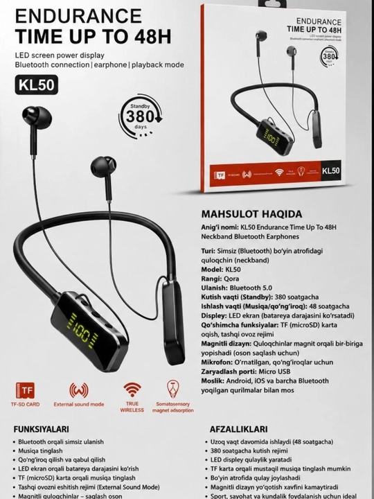 LED displeyli simsiz Bluetooth quloqchinlar - 