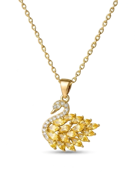 Женская цепочка – кулон в форме лебедя с кристаллами SWAROVSKI - 