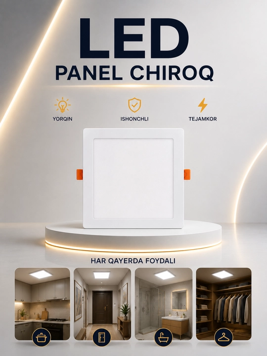 Светодиодная LED панель 36W квадратная, акриловый потолочный светильник - 