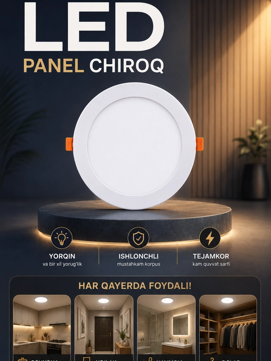 Светодиодная LED панель 36W квадратная, акриловый потолочный светильник - 