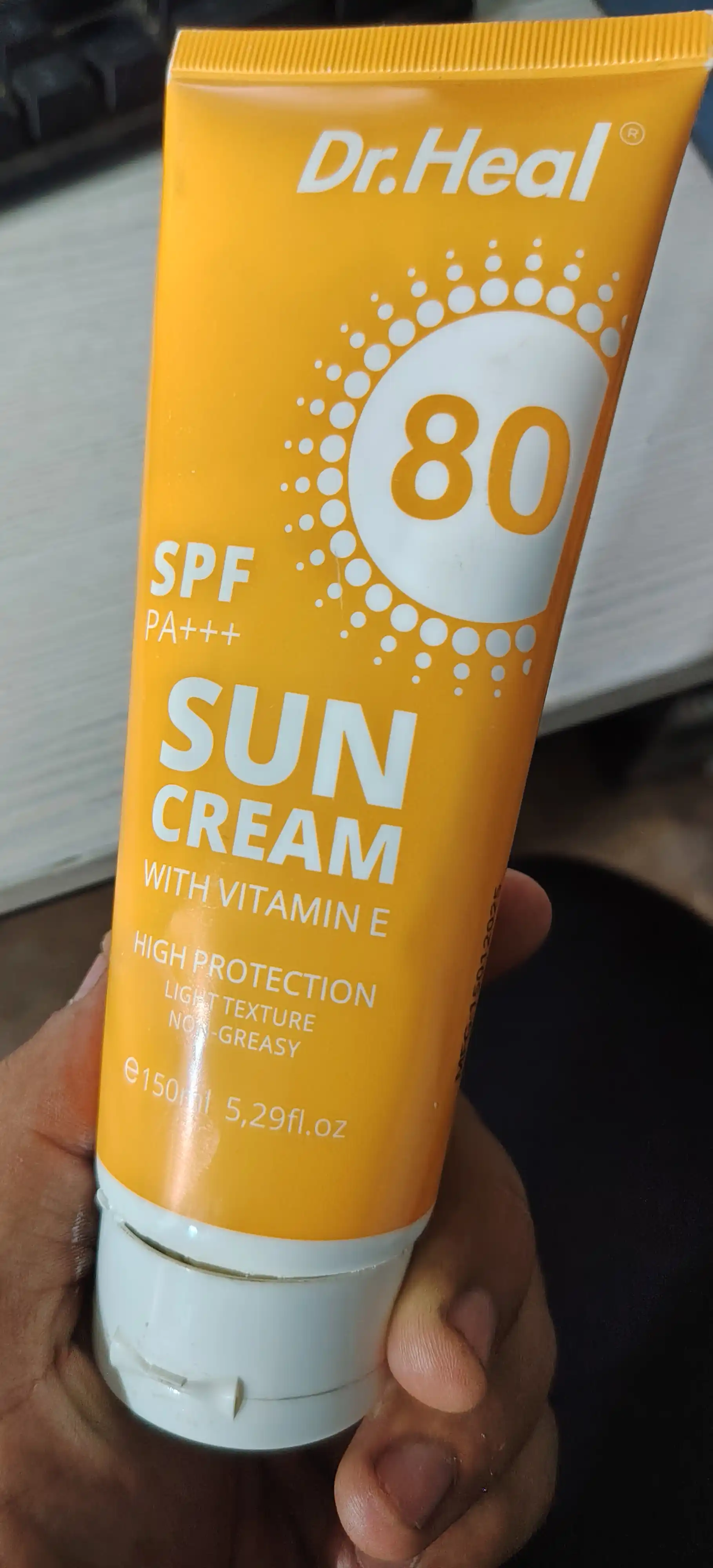 Dr. Heal quyoshdan himoya qiluvchi krem ​​SPF 80 PA+++, E vitamini, kokos yog'i, 150 ml