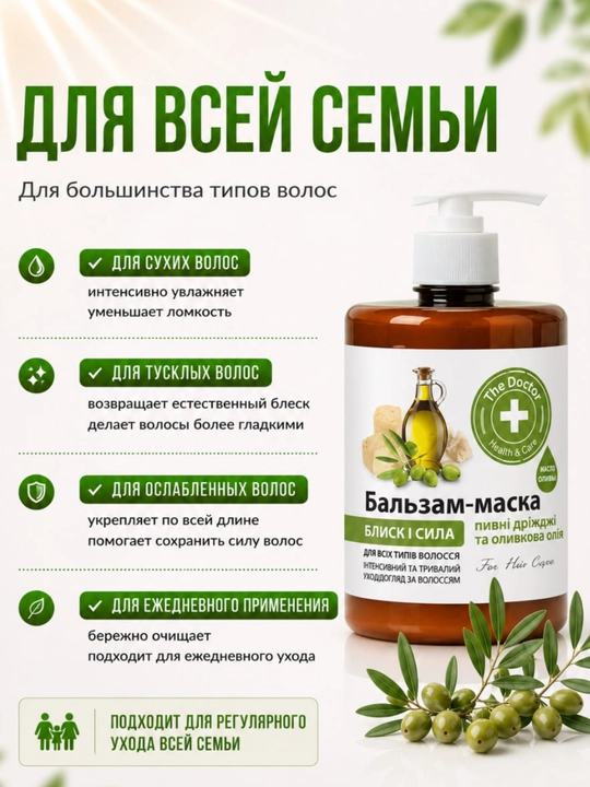 Balzam-maska tiklash va soch to‘kilishiga qarshi, Domashniy Doktor, 500 ml