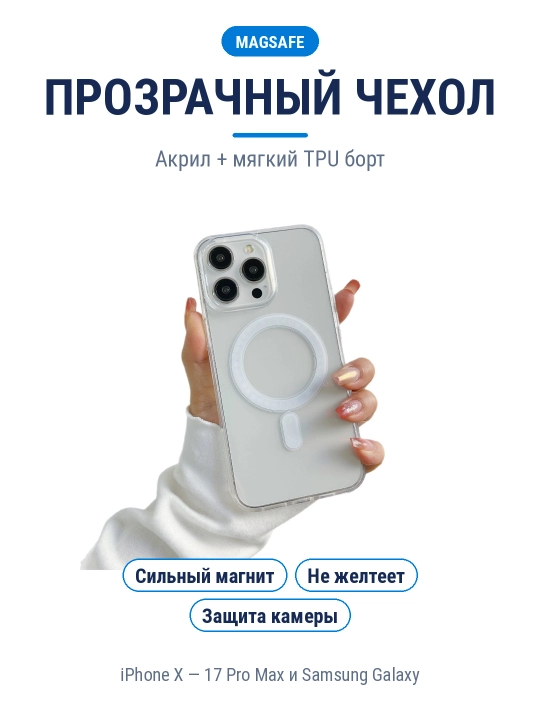 Магнитный чехол MagSafe для iPhone 17 Pro Max 16 15 14 и Samsung S25 - 