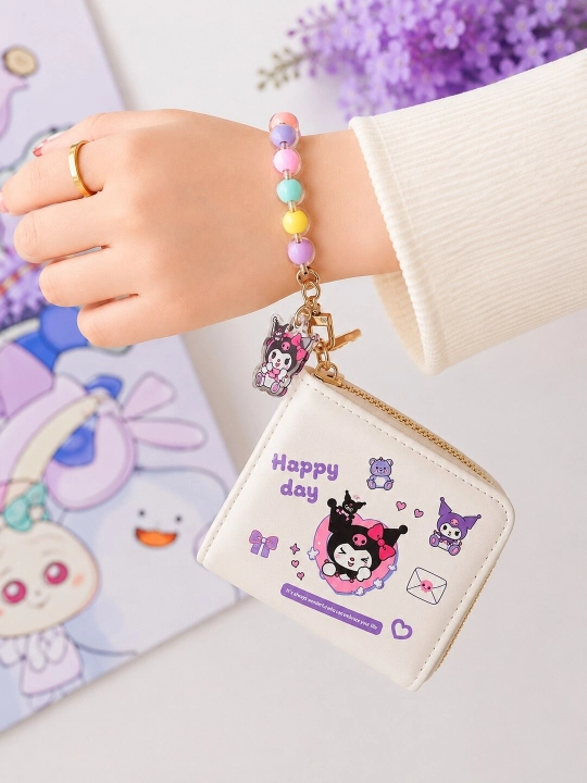 Kuromi hamyoni, kartxolder Kuromi, tashrif qog‘ozi, ayollar uchun, 18 bo‘limli, bilaguzuk yorqin brelok