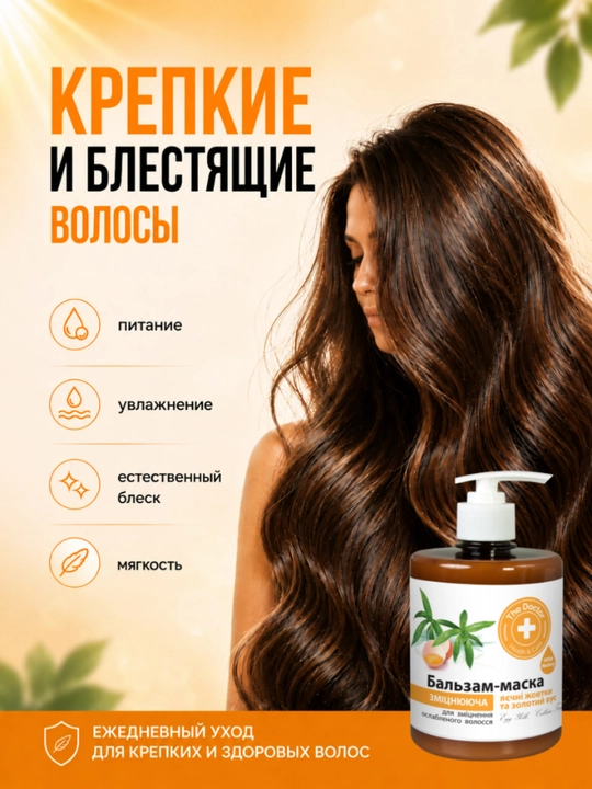 Balzam-maska tiklash va soch to‘kilishiga qarshi, Domashniy Doktor, 500 ml