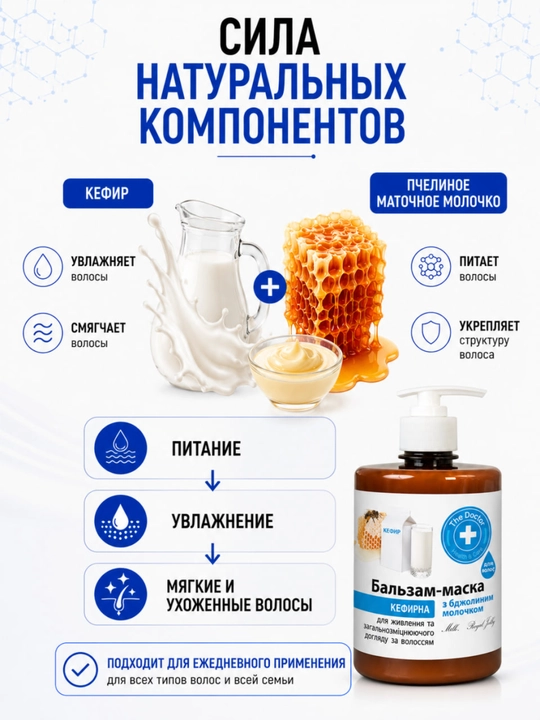 Balzam-maska tiklash va soch to‘kilishiga qarshi, Domashniy Doktor, 500 ml