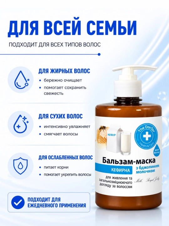 Balzam-maska tiklash va soch to‘kilishiga qarshi, Domashniy Doktor, 500 ml