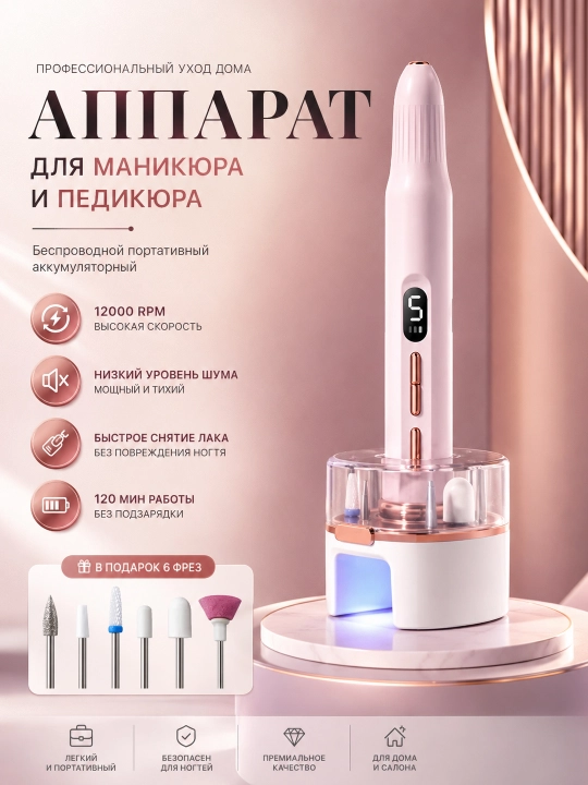 Профессиональный беспроводной аппарат для маникюра и педикюра - 