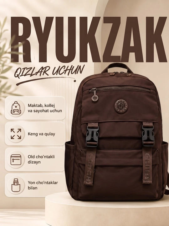 Qizlar uchun zamonaviy BAGCO ryukzak — maktab, kollej va sayohat uchun - 