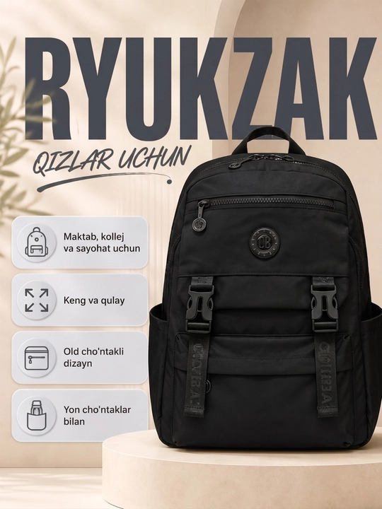 Qizlar uchun zamonaviy BAGCO ryukzak — maktab, kollej va sayohat uchun - 