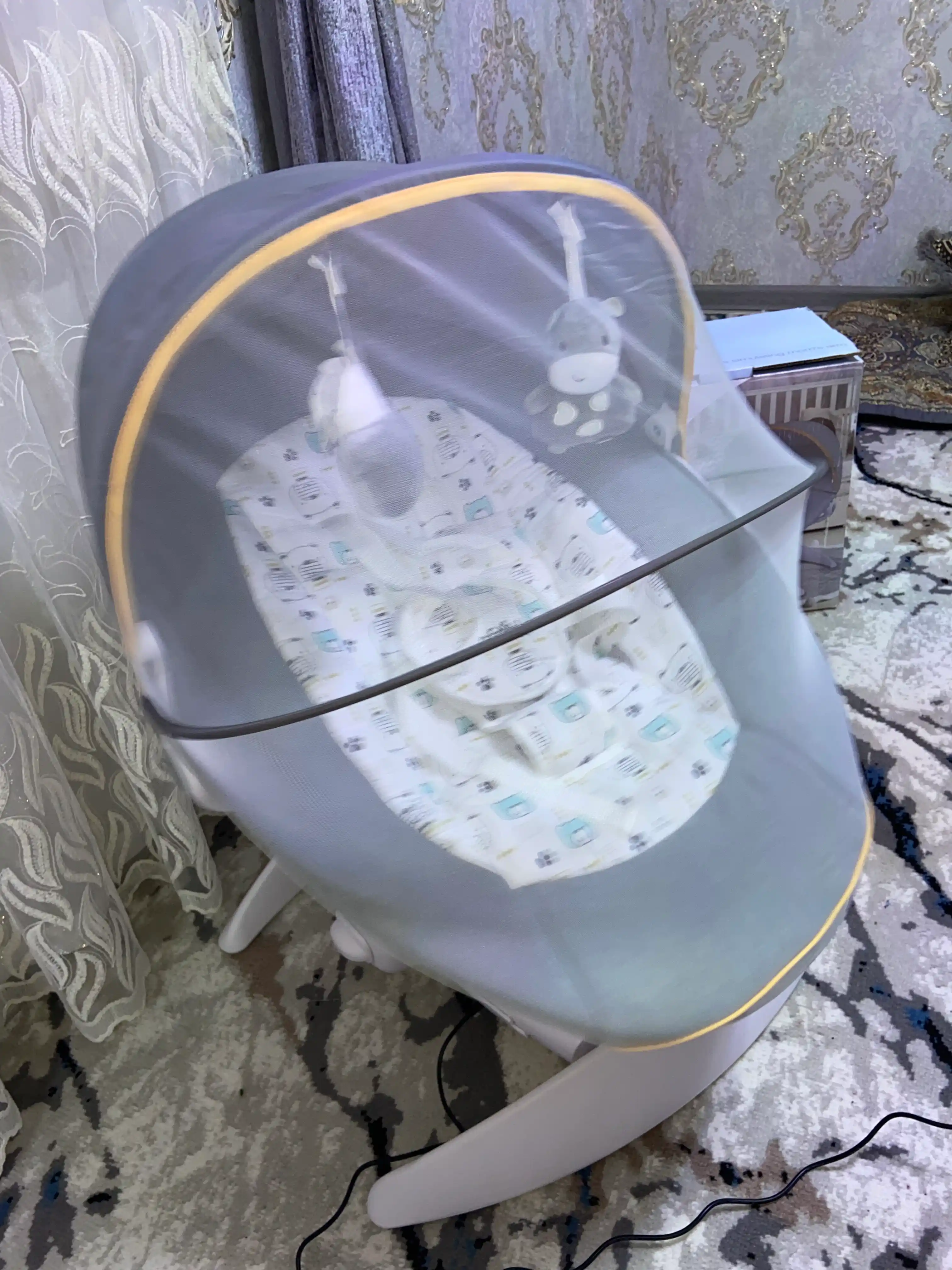 Детская люлька шезлонг, колыбель кроватка для новорожденных, электрокачели, кресло качалка