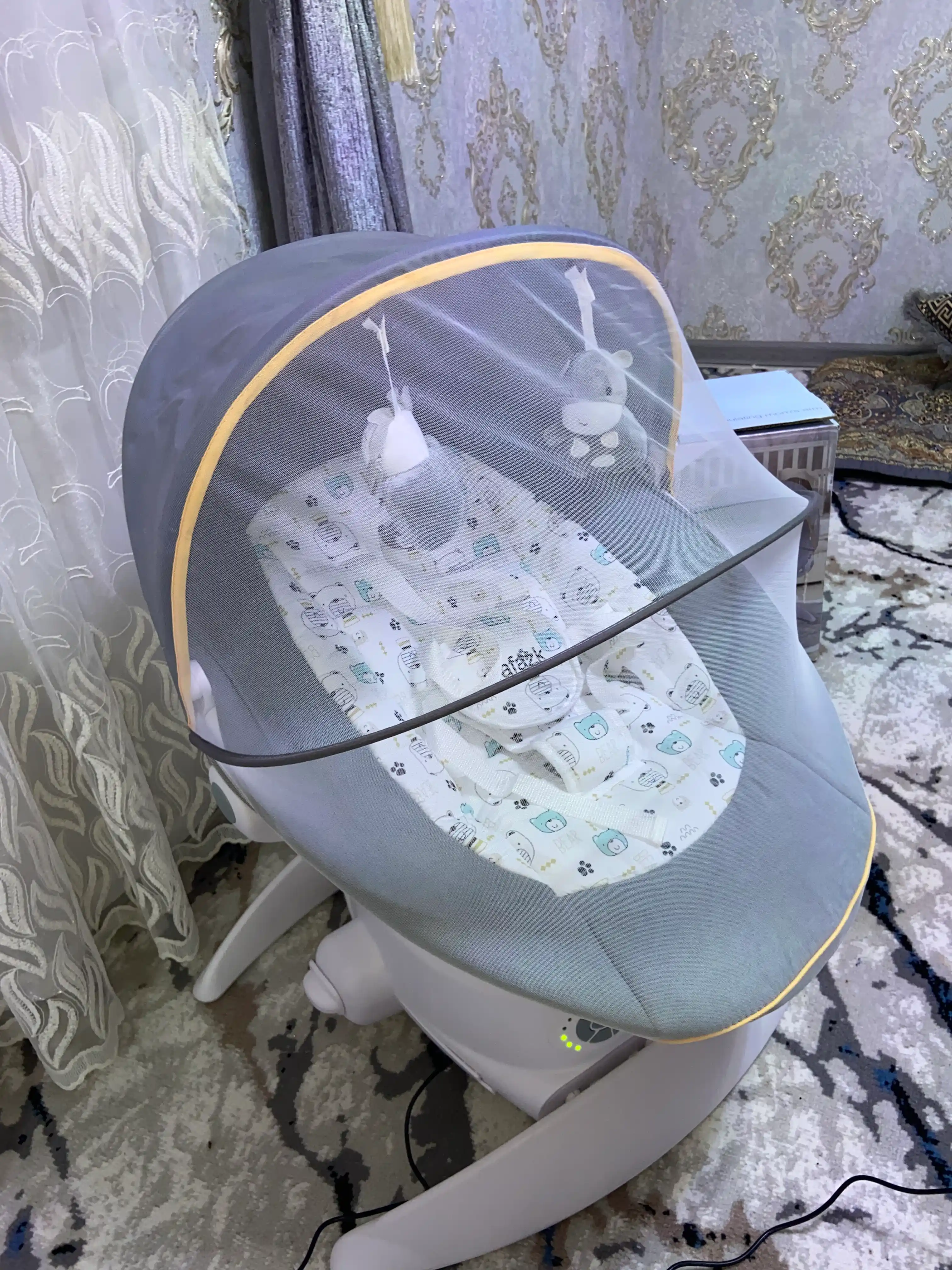 Детская люлька шезлонг, колыбель кроватка для новорожденных, электрокачели, кресло качалка