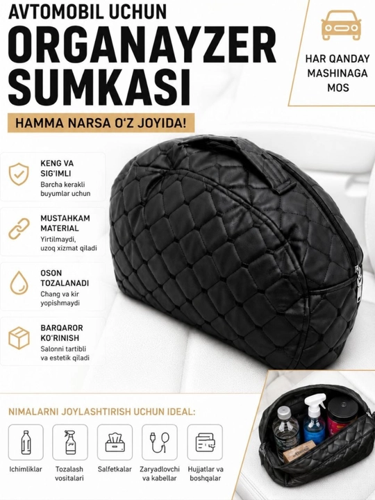 Avtomobil yukxonasi organayzer sumkasi, eko charmdan - 