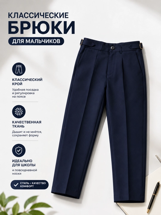 Школьные брюки для мальчиков, классические черные, школьная форма