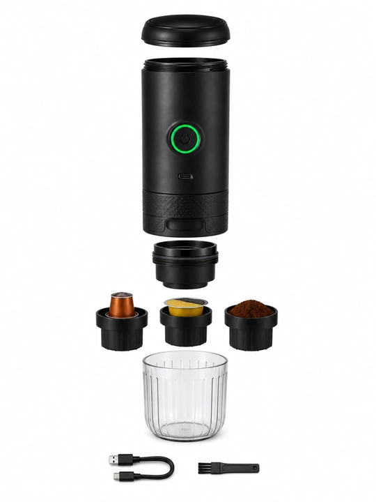 Portativ kofemashina 3 in 1 Nespresso, Dolce Gusto va maydalangan qahva uchun, 20 Bar