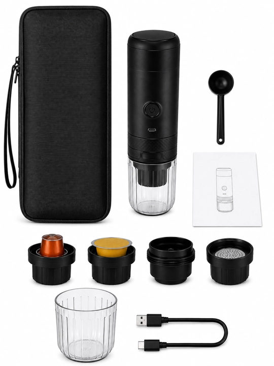 Portativ kofemashina 3 in 1 Nespresso, Dolce Gusto va maydalangan qahva uchun, 20 Bar