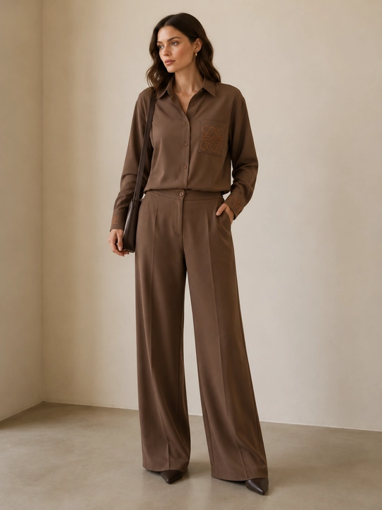 Oversize ayollar kostyumi - ko‘ylak va shim to‘plami - 