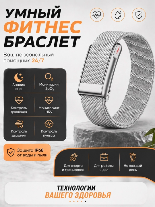 Smart Fitness Bracelet Premium – EKG, SpO₂, stress monitoringi va 100+ sport rejimlari - 