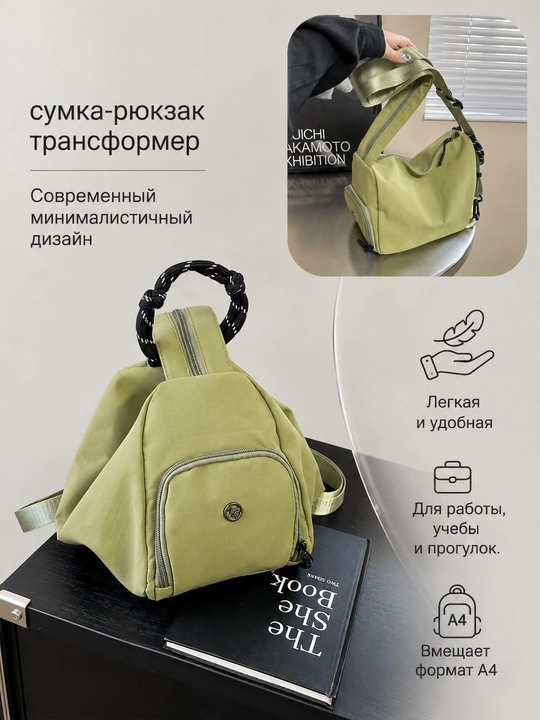 Сумка-рюкзак трансформер, женская, тканевая, повседневная, городская, дорожная