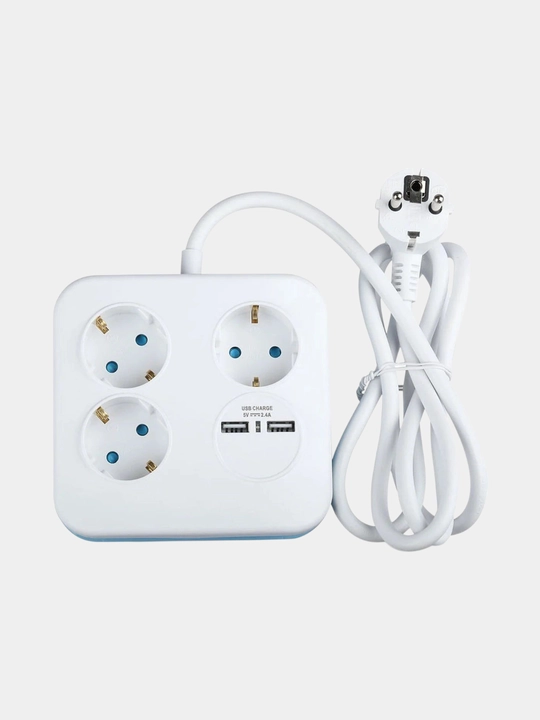 USB Type-C portli kvadrat udlinitel, ixcham uzatma kabeli, 3 ta rozetka, 5V2.4A 12W - 