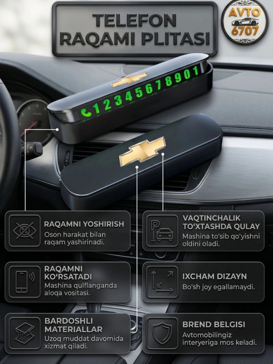 Avtovizitka – avtomobil uchun vizitka ushlagich, telefon raqam yozish kartasi - 