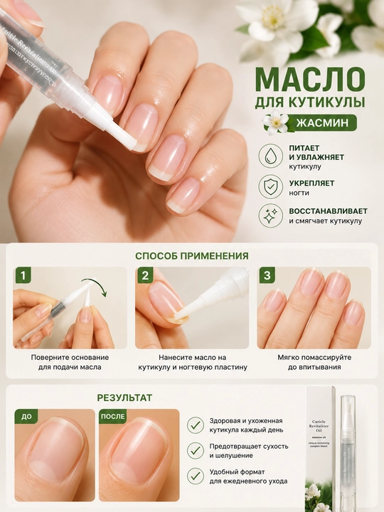 Масло для кутикулы, в карандаше, с кисточкой, для ухода и восстановления ногтей и кутикул