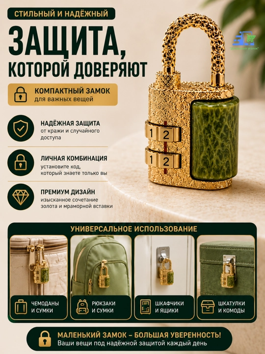 Mini kodli qulf, chamadon, sumka va zargarlik qutilari uchun kombinatsiyali qulf