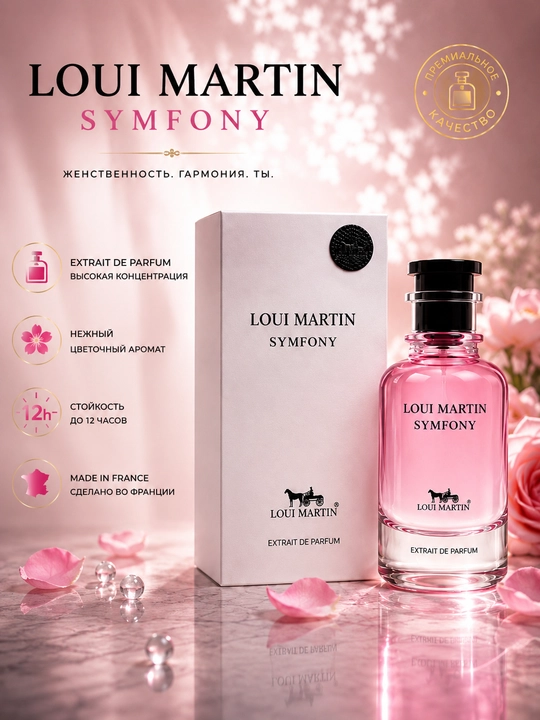 LOUI MARTIN, SYMFONY, Extrait de parfum, nozik didli ayollar uchun aromat, 100ml OAE