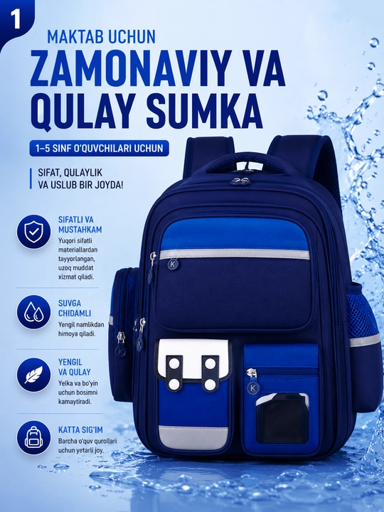 Maktab sumkasi ortopedik,maktabga sumka, 1–5 sinf uchun, qiz va o'g'il bolalar uchun sumka - 