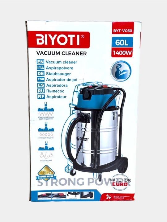Sanoat va qurilish changyutgichi BIYOTI BYT-VC60, 1400 Vt, 60 l zanglamas bak, 19 kPa