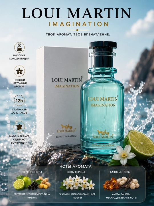 LOUI MARTIN, IMAGINATION, elegant va unikal unisex atir, 100 ml (OAE)