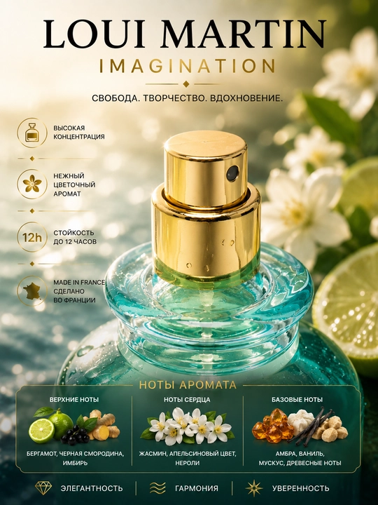 LOUI MARTIN, IMAGINATION, elegant va unikal unisex atir, 100 ml (OAE)