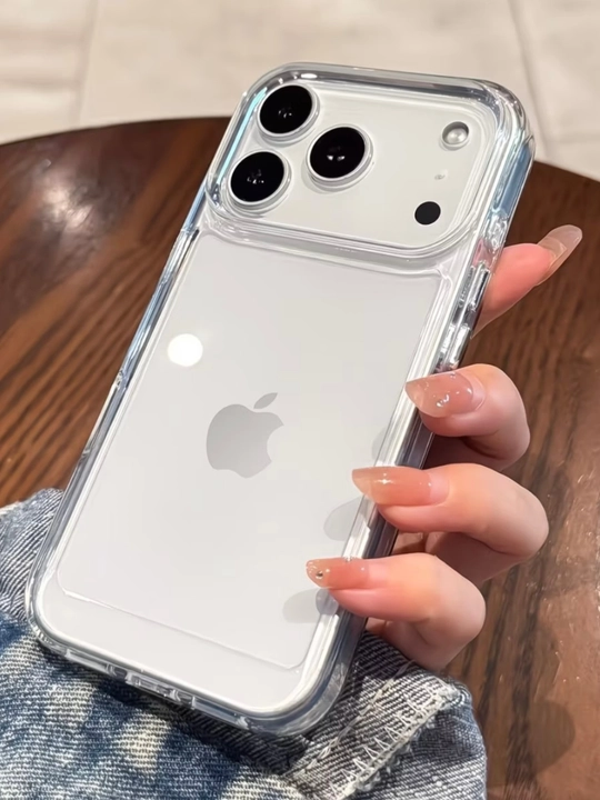 IPhone17Pro Max uchun shaffof silikon chexol/Kamera himoyasi bilan, zarbga chidamli g'ilof