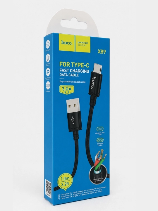 USB Type-C 3.0 kabeli, 6A, mustahkam, tez zaryadlash va ma’lumot uzatish uchun
