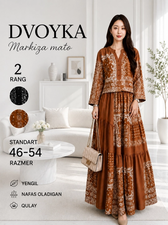 Ayollar dvoykasi, Markiza mato, uzun yubkali kostyum, ayollar kiyimi, standart 46–54