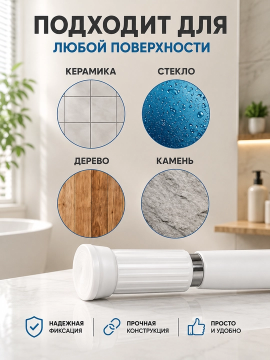 Карниз в ванную комнату, телескопический, 110-260 см
