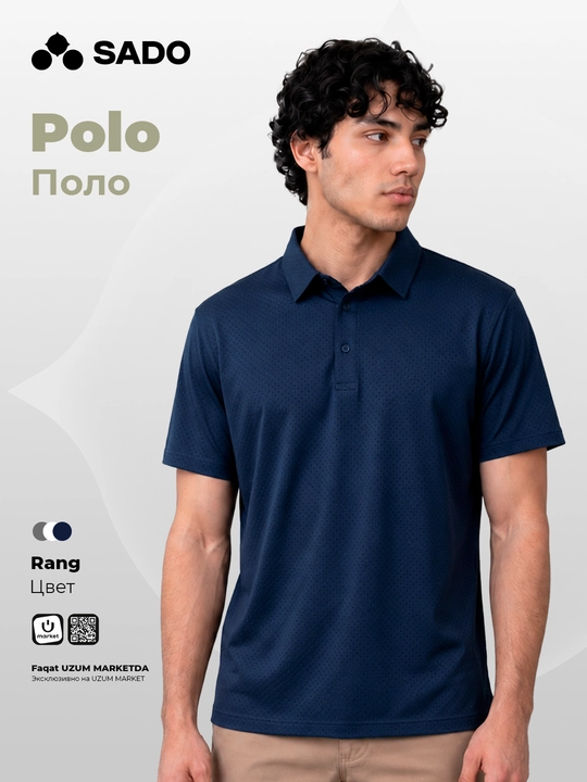 Erkaklar polo-futbolkasi SADO, kalta yengli bazaviy sport polosi - 
