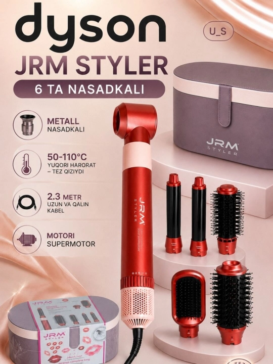 Dyson JRM fen-stayleri JRM, dayson 6 ta 1 da, jingalak qilish va turmaklash uchun fen - 