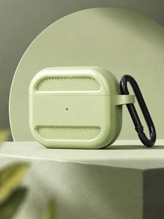 AirPods Pro uchun karabinli silikon g‘ilof, himoya, yashil - 