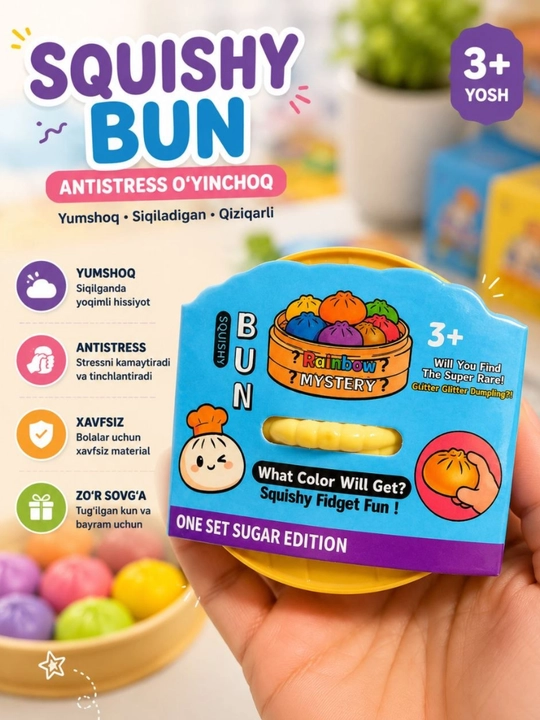 Yumshoq antistress o'yinchoq Squishy Bun - 