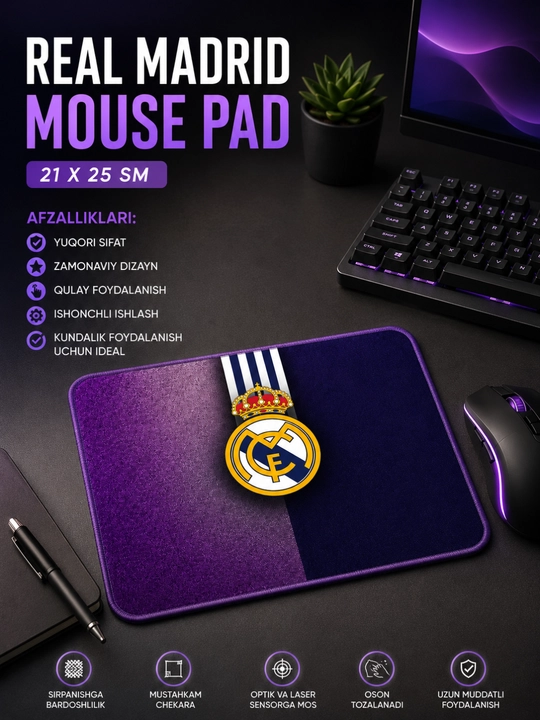 Gaming Mouse Pad – Katta O'lchamli, Sirpanmaydigan, Aniq Sensor va Premium Gilamcha - 