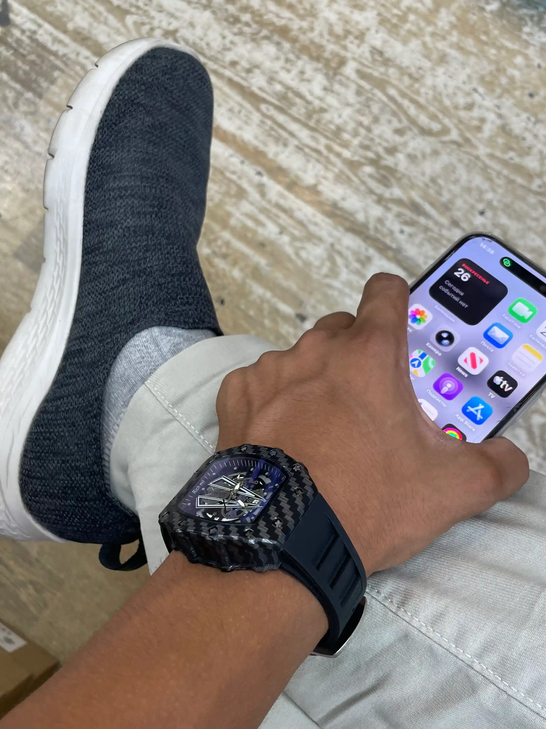 Erkaklar qo‘l soati Richard Mille, sport uslubidagi skelet quartz soat