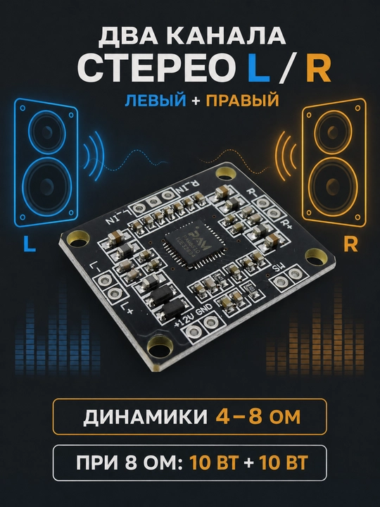 Плата стереоусилителя XH-M181 PAM8610, 2×15 Вт, 7–15 В DC