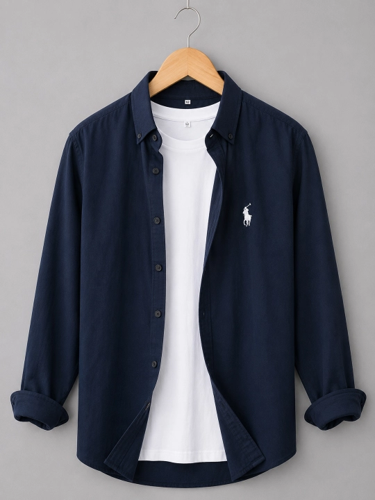 Мужская рубашка Polo Casual — свободный крой, легкая дышащая ткань - 