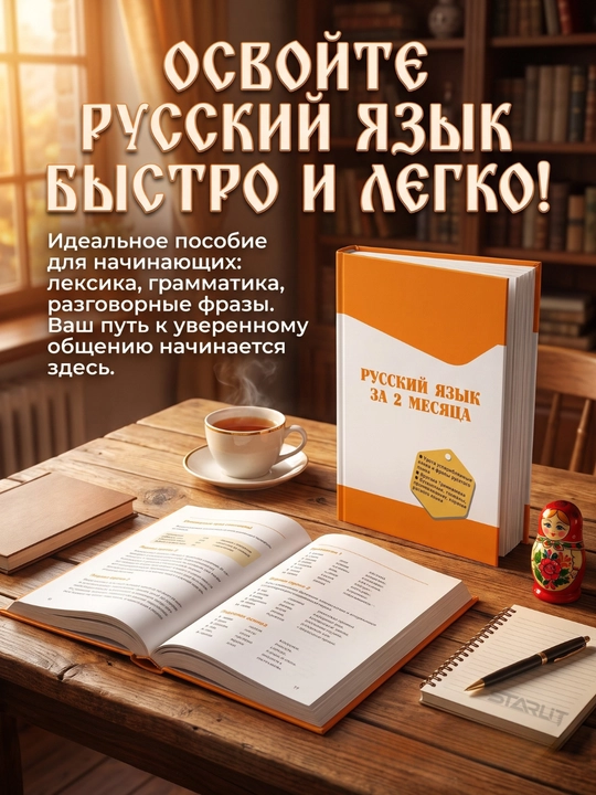 Rus tilini 2 oyda o'rganish lug‘at – grammatika, rus tili qo'llanmasi