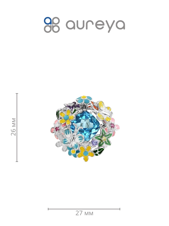 Серьги из серебра 925 пробы с родием вставки: Топаз 10.8 кар. Фианит (MJ00134E-0W-ZEQ)