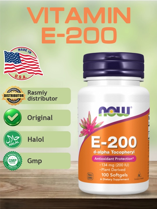 NOW Supplements, Vitamin E, 200 ME va 400 ME, D-Alpha Tokoferil - 